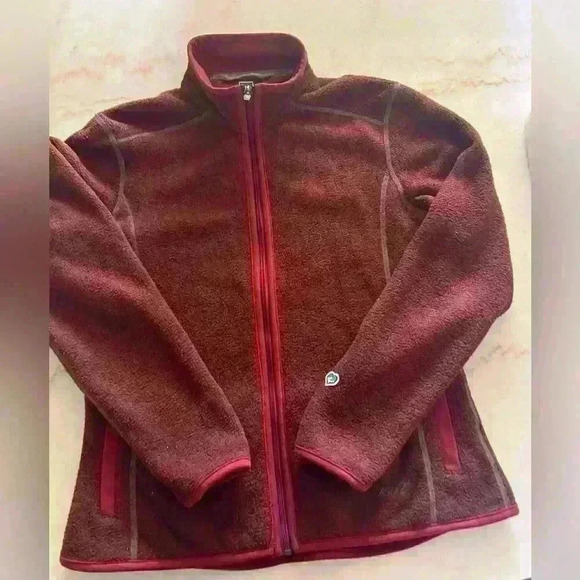 Kuhl Alfpaca fleece blend maroon women’s size L full zip jacket. - Picture 1 of 5